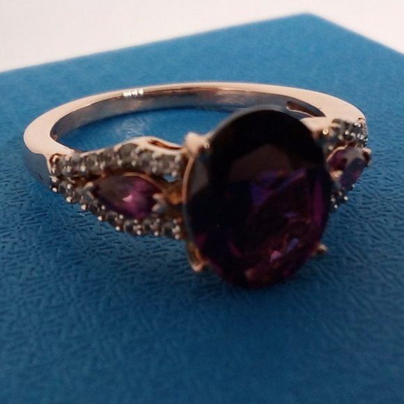 genuine grape garnets & pink sapphires, solid 10k rose gold, size 5.5 - Picture 8 of 12